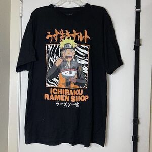 Naruto Shippuden collection Ramen black graphic crew neck tshirt size 2XL